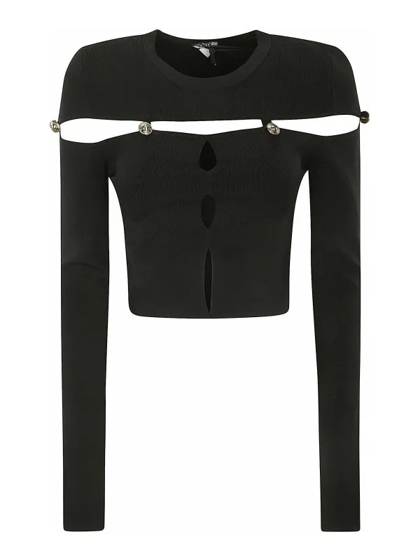 Versace Jeans Couture Pull Col Rond - Bleu | 75HAFM51CM29H899