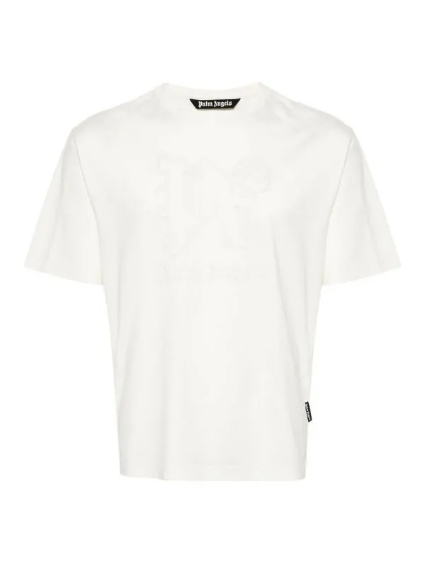 Palm Angels T-Shirt - Beige - Blanc - Homme | PMAA089R24JER0020303