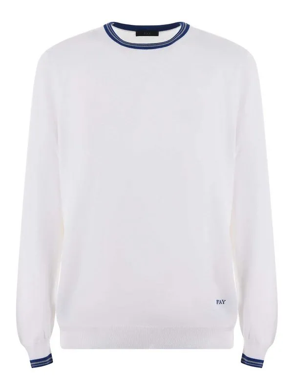 Fay Pull Col Rond - Blanc - Blanc - Homme | NMMC1481730VTO2AZ7