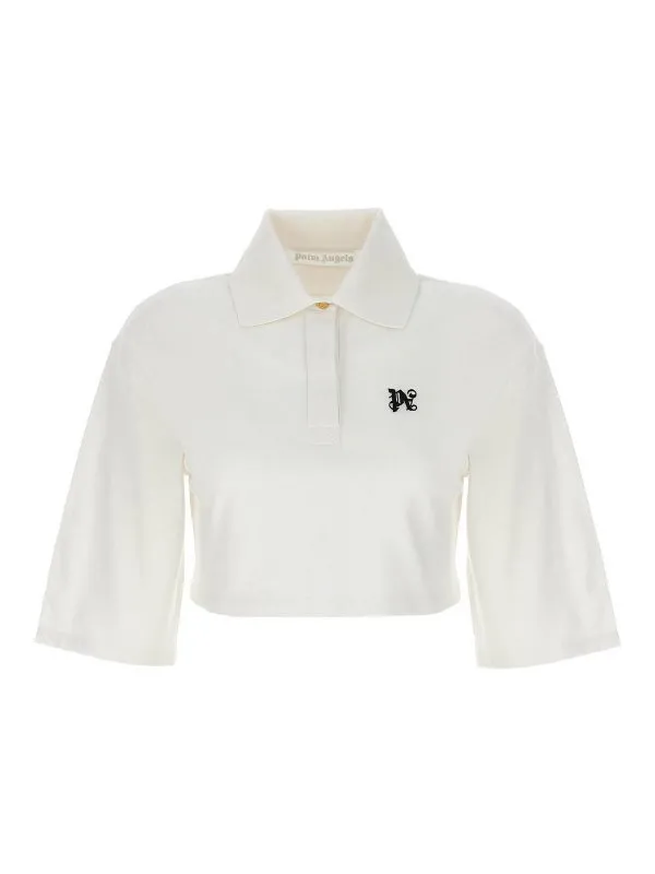 Palm Angels Polo - Monogram - Blanc - Femme | PWGB012S24FAB0010310