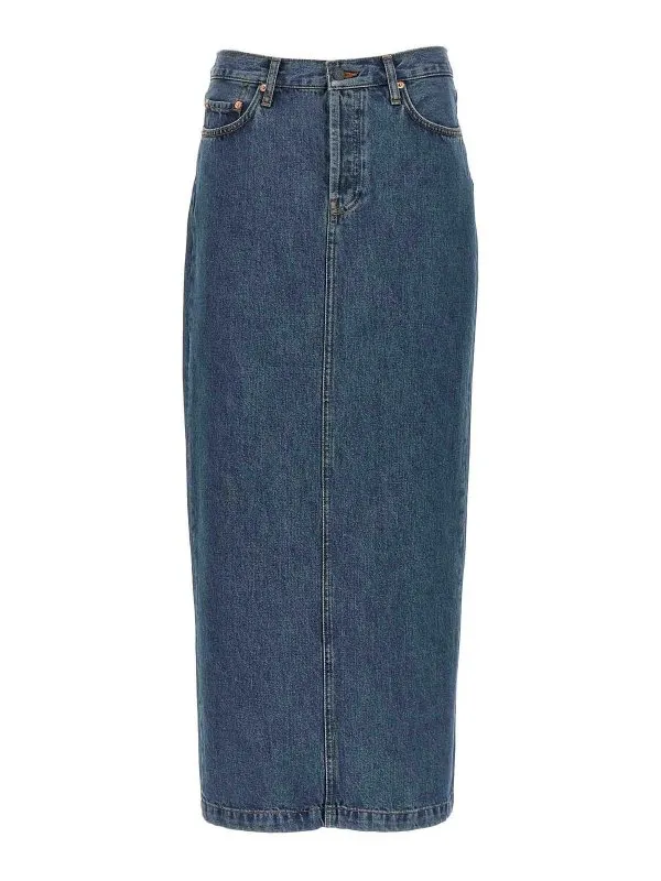 Wardrobe.NYC Jupe Midi - Bleu - Bleu - Femme | W2097PCINDIGO