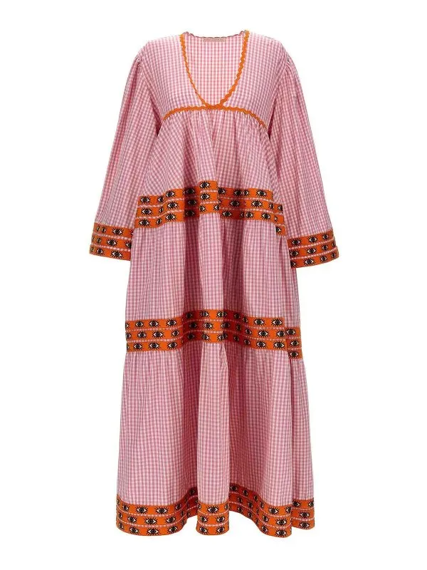 Flora Sardalos Maxi Robe - Multicolore | HYDRA324PINKCHECKORANGEEYES