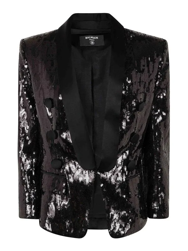 Balmain Blazer - Noir - Noir - Femme | EF1SM490MG120PA