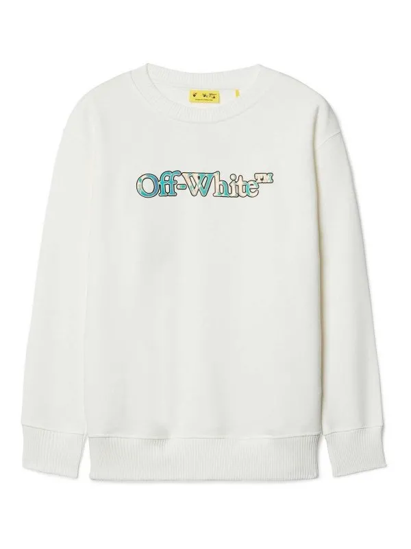 Off-White Pull Col Rond - Blanc - Blanc | OGBA001S25FLE0010172