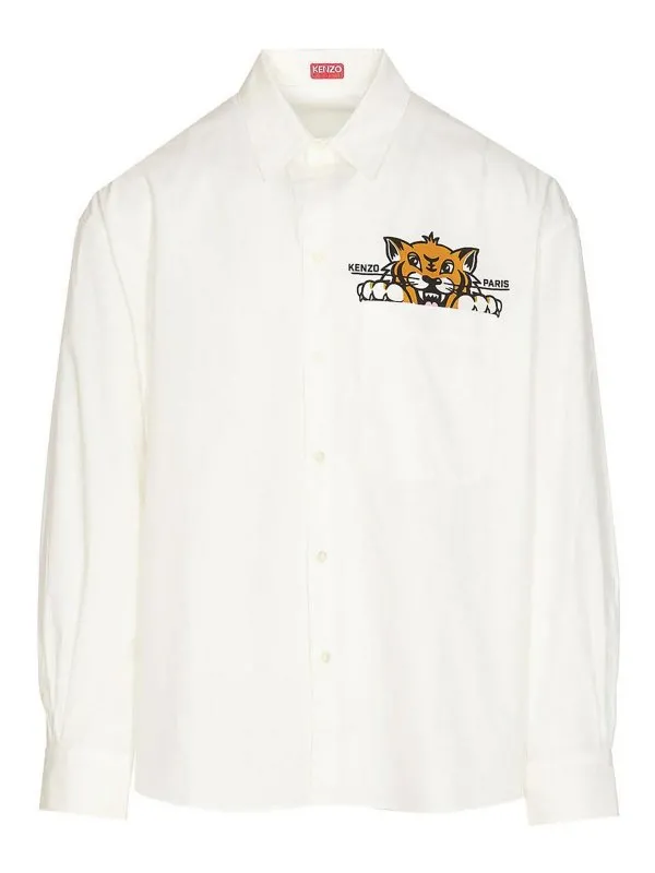Kenzo Chemise - Blanc - Blanc - Homme | FF55CH4299P301