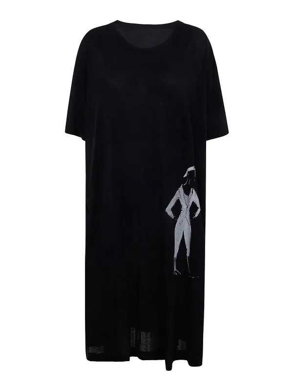 Yohji Yamamoto Robe Au Genou - Noir - Noir - Femme | FTT750231