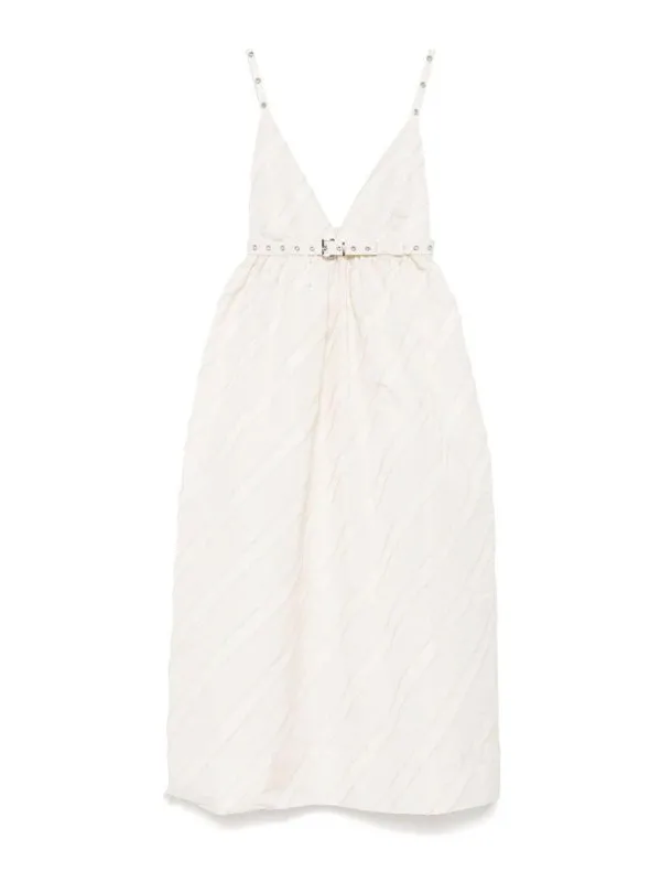 Ganni Robe Au Genou - Noir - Blanc - Femme | W0173135