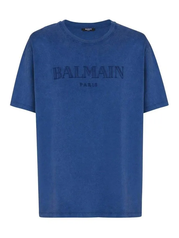 Balmain Tee-shirt à logo - Bleu - Homme | DH1EG010BC72SOS