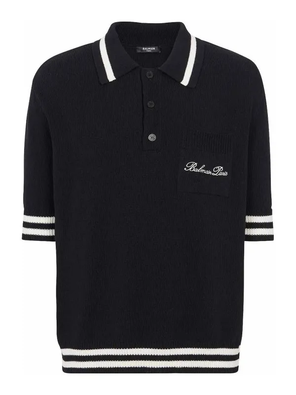 Balmain Polo - Noir - Noir - Homme | DH1GB045KF96EER | thebs.com
