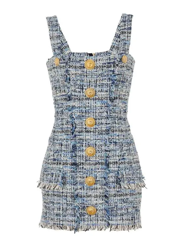 Balmain Robe Courte - Bleu - Bleu - Femme | EF1R2380CF776FC