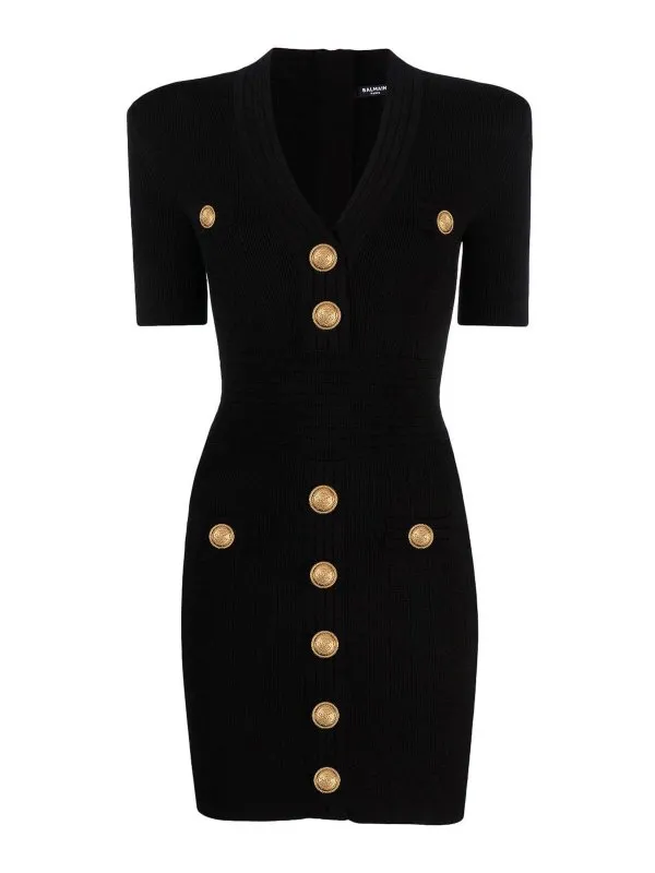 Balmain Robe Courte - Noir - Noir - Femme | EF1R6045KB070PA
