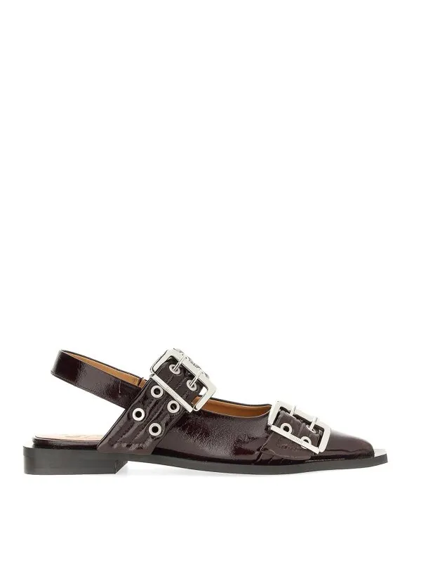 Ganni Ballerines - Rouge Brun - Rouge Brun - Femme | S3086436