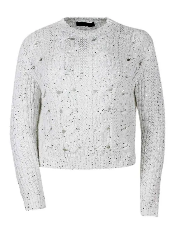 Lorena Antoniazzi Pull Col Rond - Blanc - Blanc | P25136GM35E0100