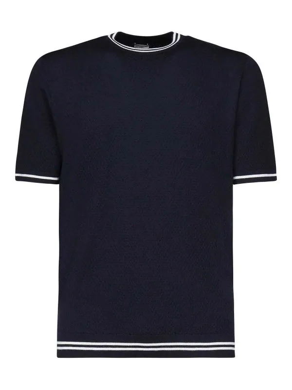 Eleventy Pull Col Rond - Blanc - Noir | K76MAGK26MAG0K0151101