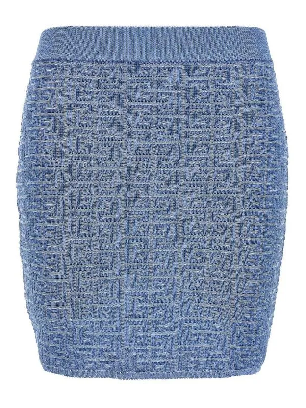 Balmain Jupe Midi - Bleu Clair - Bleu Clair | EF1LB004KI02SPB
