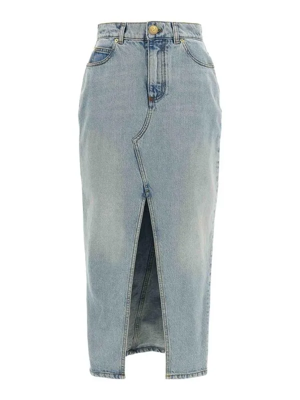 Balmain Jupe Midi - Bleu Clair - Bleu Clair | EF1LD460DF236FC