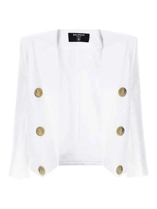 Balmain Blazer - Blanc - Blanc - Femme | EF1SC225VF210FB