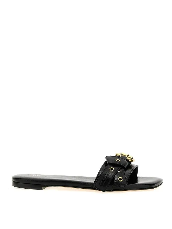 Chloe' Tongs - Noir - Noir - Femme | CHC25S08NQJ001 | thebs.com