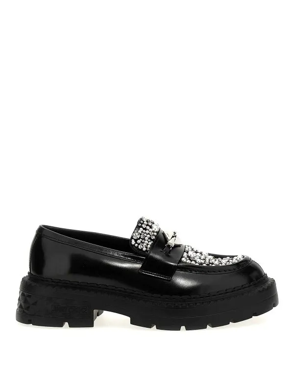 Jimmy Choo Mocassins - Noir - Noir | MARLOWDIAMONDFJWVBLACKCRYSTAL