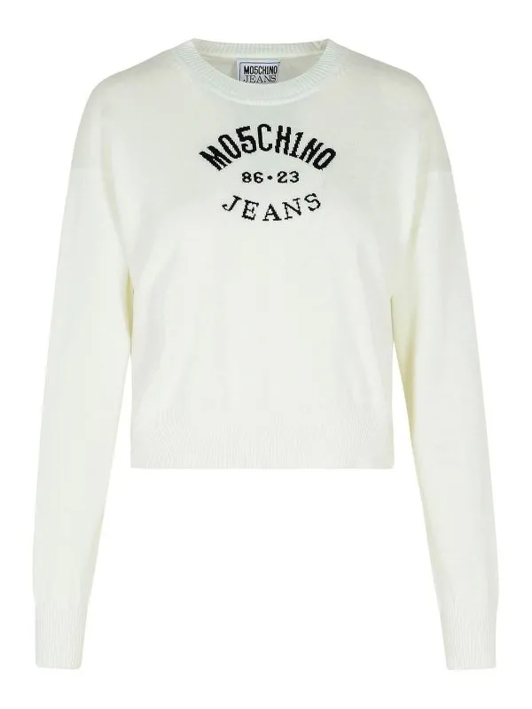 Moschino Jeans Pull Col Rond - Blanc - Blanc - Femme | 090732011002