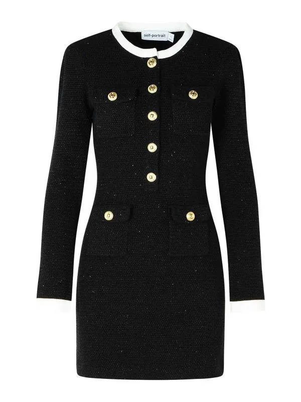 Self Portrait Robe Au Genou - Noir - Noir - Femme | RS25034SBBLACK