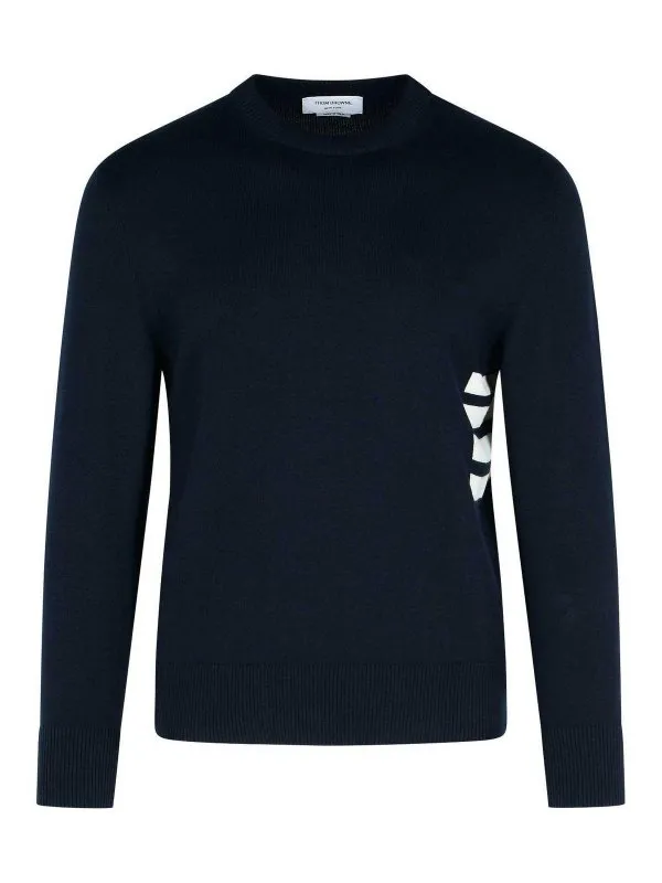 Thom Browne Pull Col Rond - Bleu Foncé - Homme | MKA543AY3043415