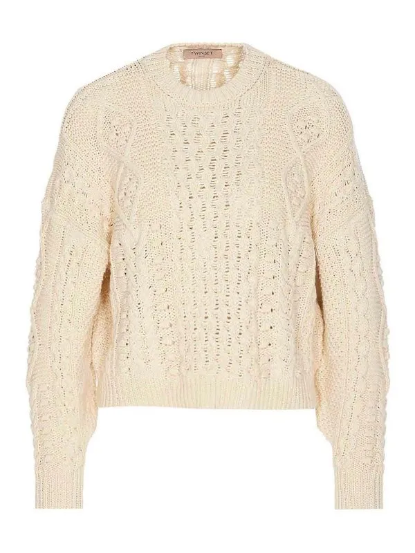 Twinset Pull Col Rond - Beige - Beige - Femme | 251TP346112140