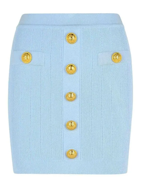 Balmain Mini Jupe - Bleu Clair - Bleu Clair | EF1LB290KB076AC