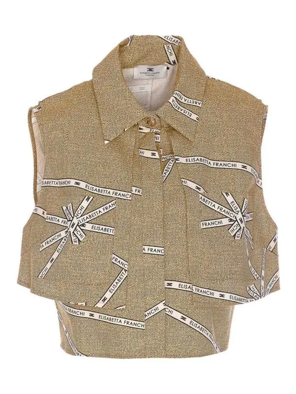 Elisabetta Franchi Gilet - Beige - Beige - Femme | CA12552E2BE1