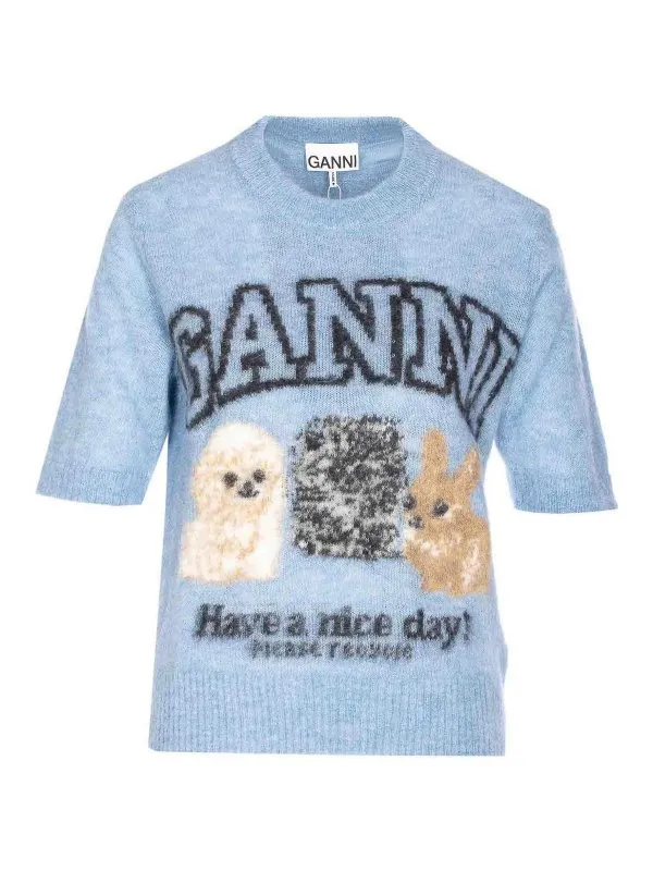 Ganni T-Shirt - Bleu - Bleu - Femme | K2517326 | thebs.com