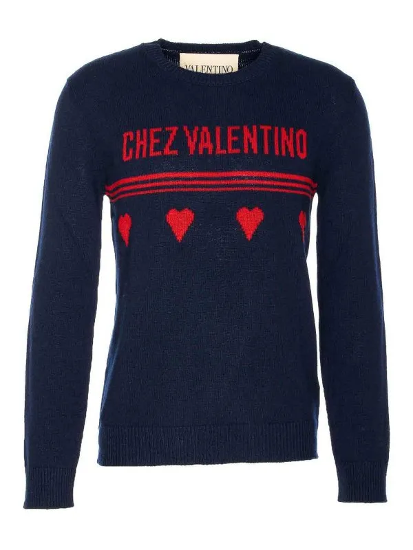 Valentino Garavani Pull Col Rond - Bleu - Bleu | KC35AB2EAMU