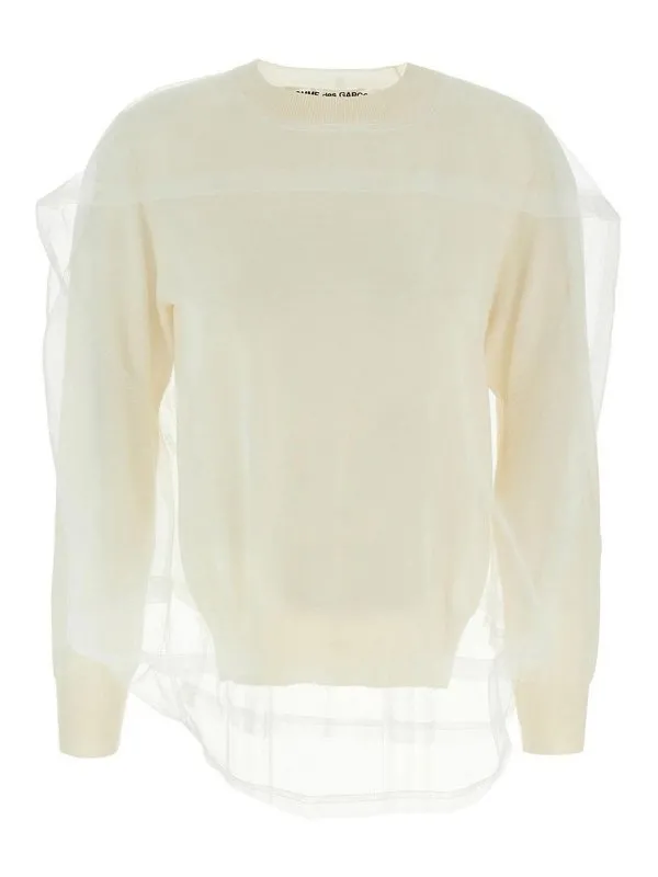 Comme Des Garcons Pull Col Rond - Blanc - Blanc - Femme | GOB0191