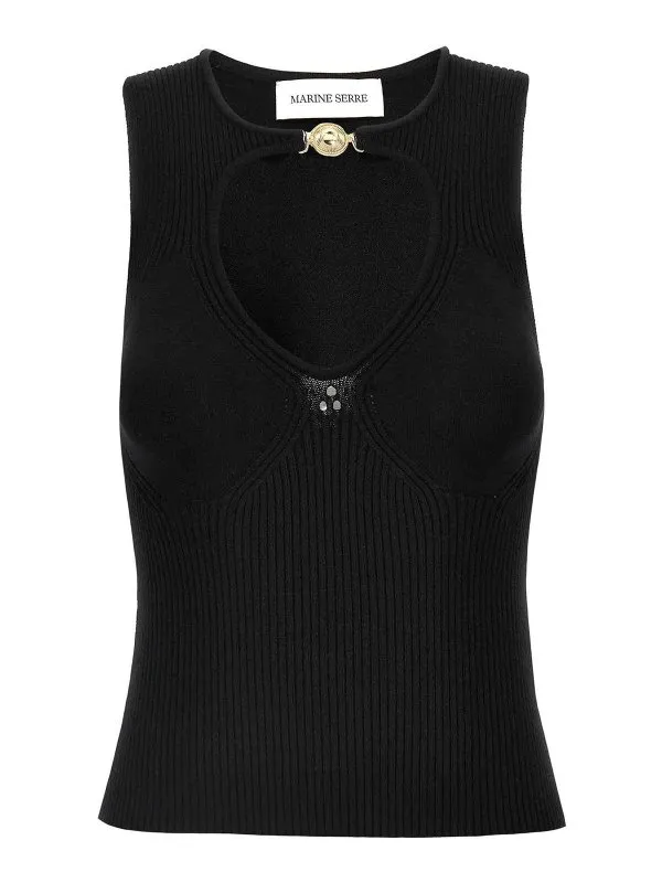 Marine Serre Top - Noir - Noir - Femme | WTK058ACKNI0514BK99