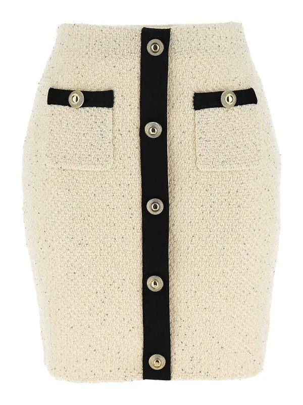 Self Portrait Jupe Midi - Blanc - Blanc - Femme | SS25019SKCCREAM