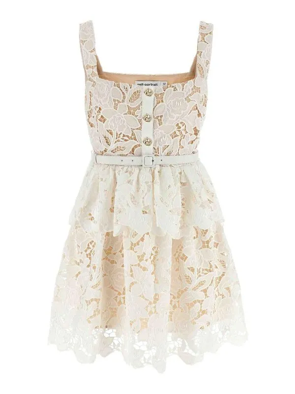 Self Portrait Robe Courte - Blanc - Blanc - Femme | SS25113SCWHITE
