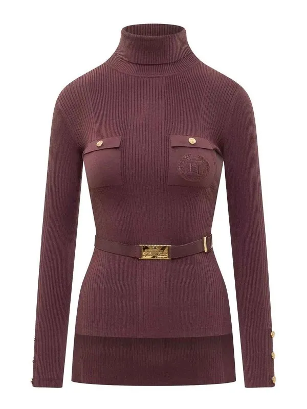 Elisabetta Franchi Pull Col Rond - Rouge - Rouge | MK11B46E2