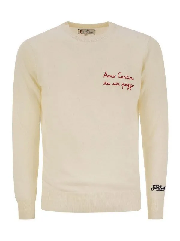 Mc2 Saint Barth Pull Col Rond - Crème - Crème | HER000501246G