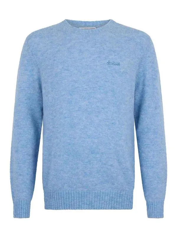 Mc2 Saint Barth Pull Col Rond - Bleu Clair | STRETCH31LIGHTBLUE