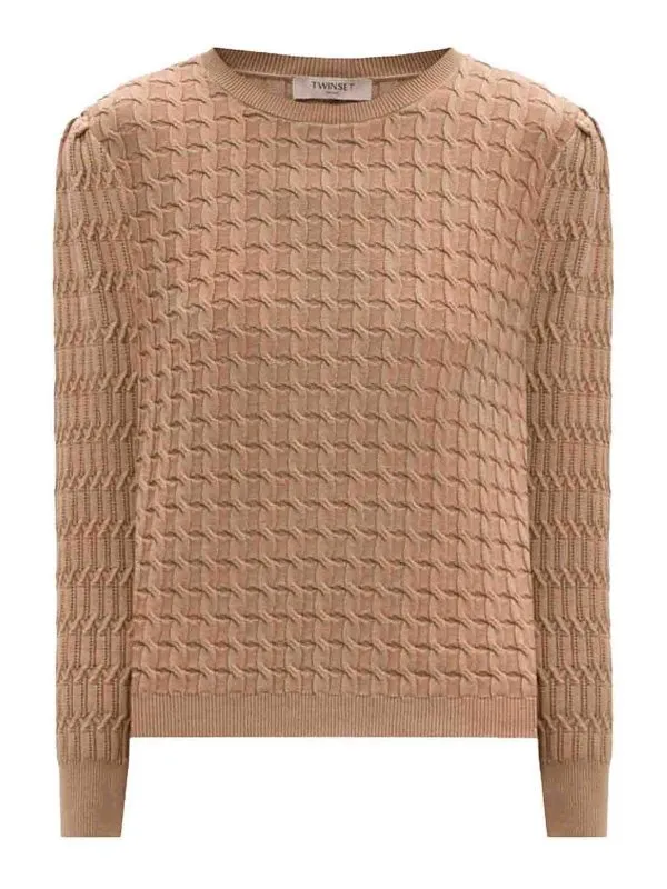 Twinset Pull Col Rond - Marron - Marron - Femme | 242TP3340