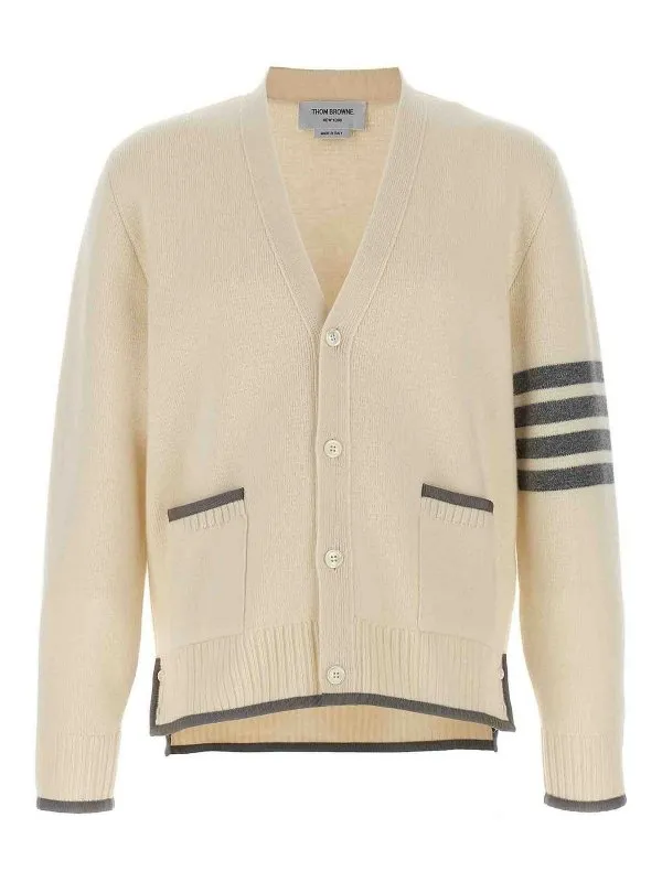 Thom Browne Cardigan - Blanc - Blanc - Homme | MKC608AY1029100