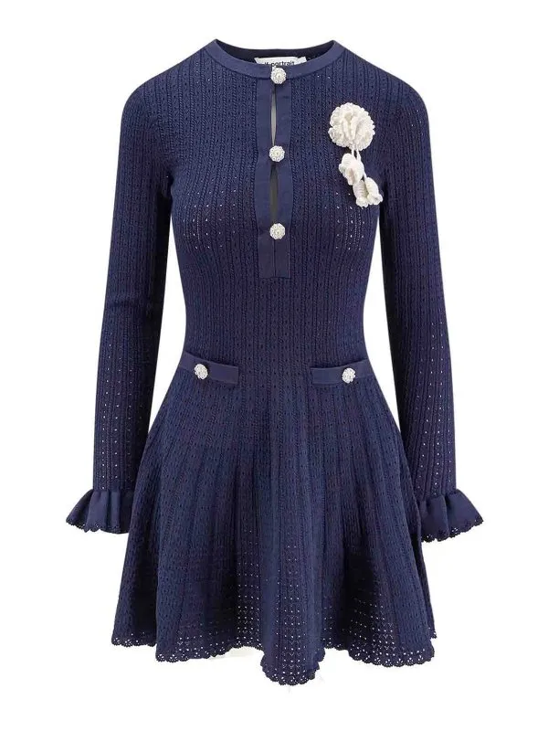 Self Portrait Pull Col Bateau - Bleu - Bleu - Femme | PF25094SBL