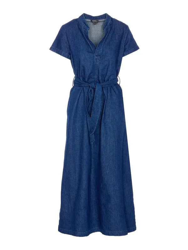 A.P.C. Robe Au Genou - Bleu - Bleu - Femme | COHALF35040IAI