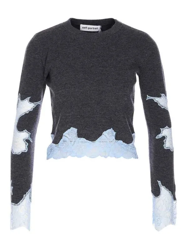 Self Portrait Pull Col Rond - Gris - Gris - Femme | 083TGREY