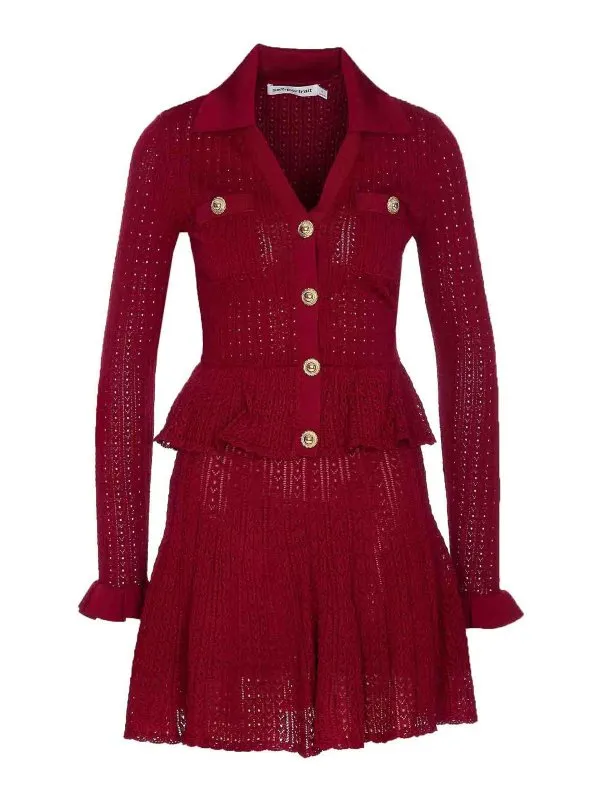 Self Portrait Robe Courte - Rouge - Rouge - Femme | 093SBURGUNDY