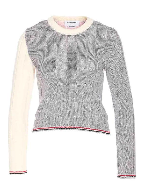 Thom Browne Pull Col Rond - Gris - Gris - Femme | FKA501FY1024991