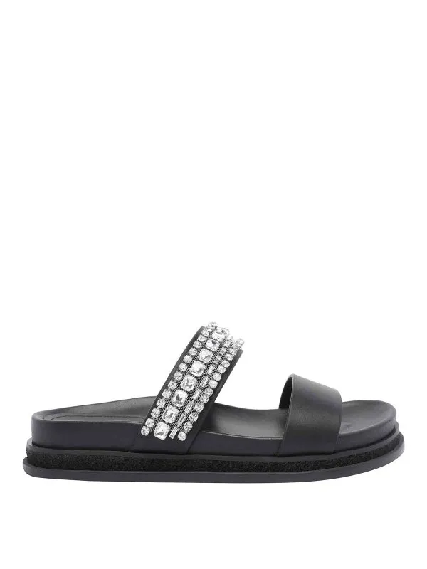 Jimmy Choo Sandales - Noir - Noir - Femme | JADIFLATFKRBLACKCRYSTAL