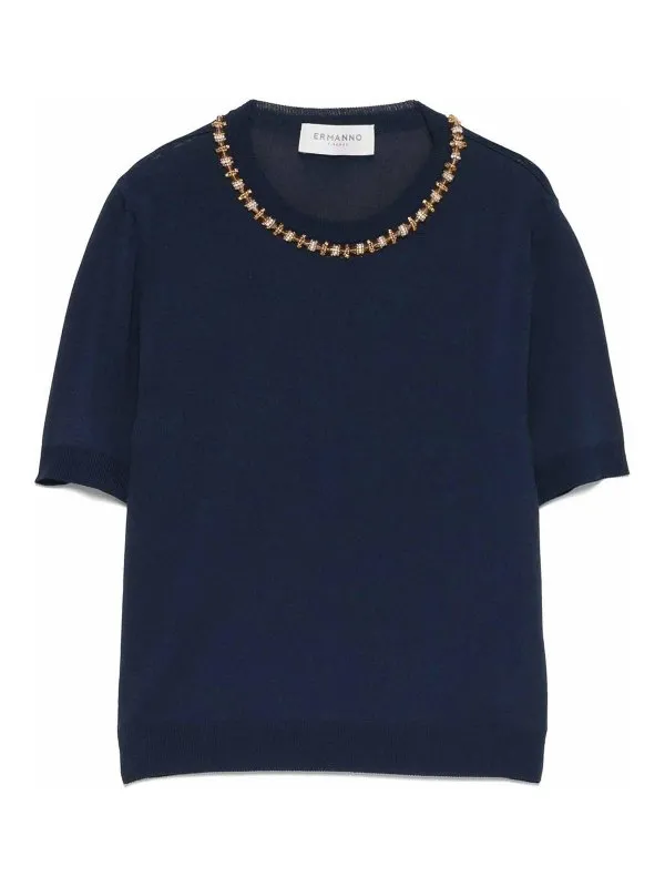 Ermanno Firenze Pull Col Bateau - Bleu - Bleu | D46EM026CTE81MF794