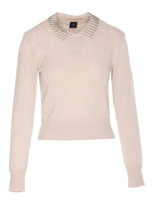 Pinko Pull Col Rond - Beige - Beige - Femme | 105530A2S4I23
