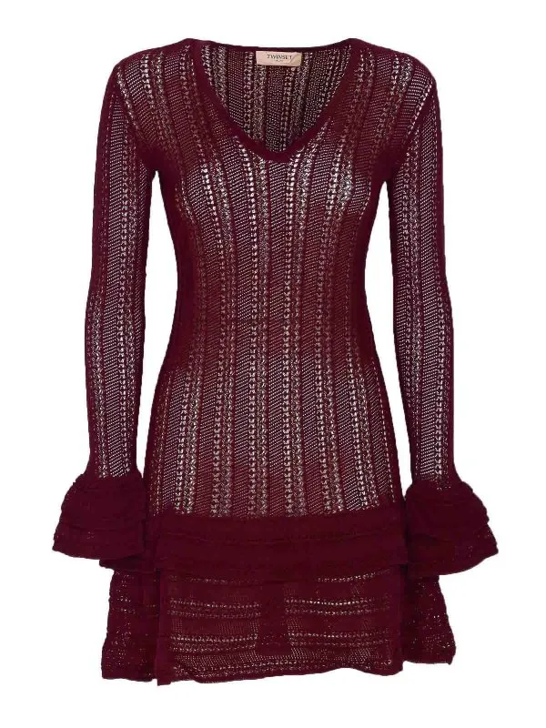 Twinset Robe Au Genou - Rouge - Rouge - Femme | 252TP318005609