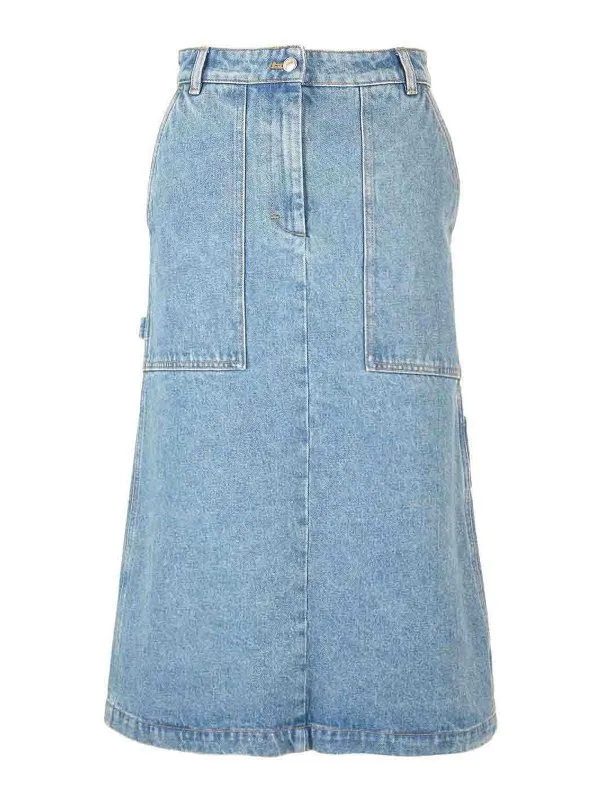 Maison Kitsuné Jupe Midi - Bleu - Bleu - Femme | MW01509WW5023P413